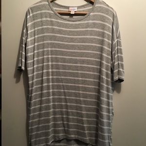 LulaRoe XXS Irma shirt- Gray and white stripe
